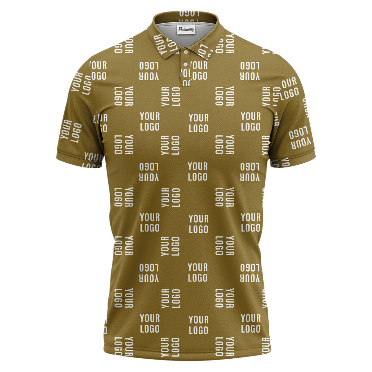 black repeat custom logo text pattern polo shirt for men