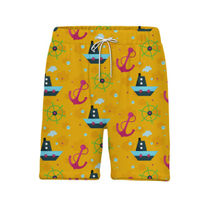 Cartoon Nautical Boat & Ship Wheel Hawaiian Shirt – Anchor & Bubble Design
