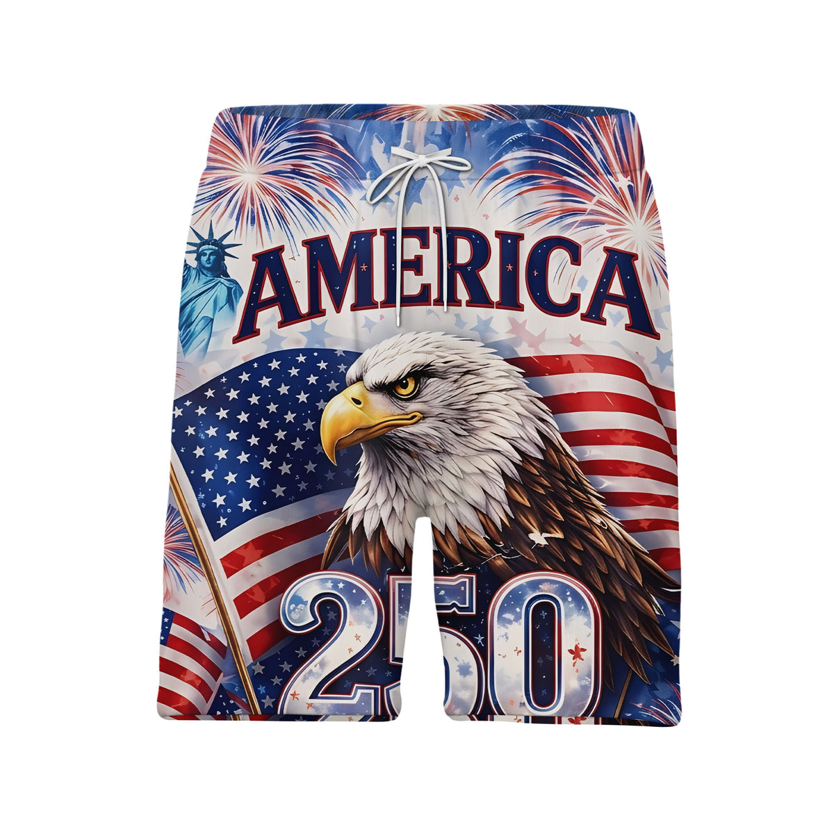 Celebrating 250 Years of America Hawaiian Shirt - Eagle Fireworks & Statue of Liberty