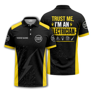 circuit board lightning bolt graphic modern tech polo shirt