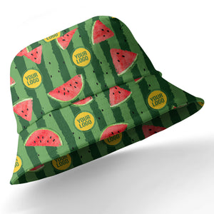 coral watermelon slices & bold green stripes fun cartoon hawaiian shirt