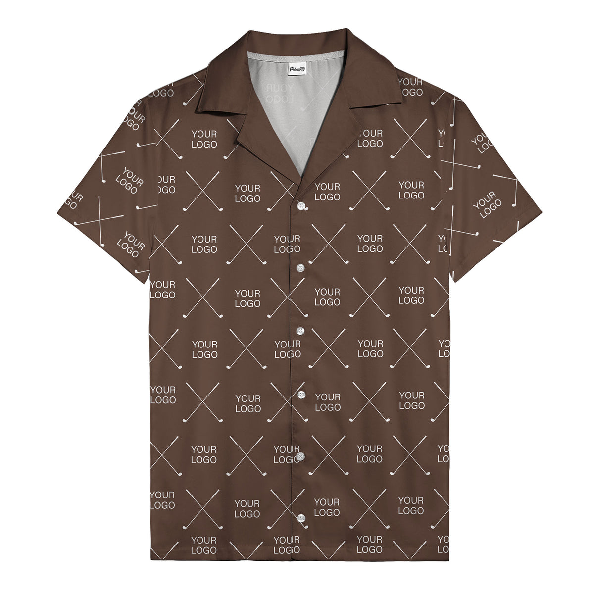 crossed golf clubs logo repeat pattern hawaiian shirt for men