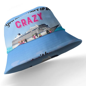 cruise ship & flamingo beach scene cartoon hawaiian shirt