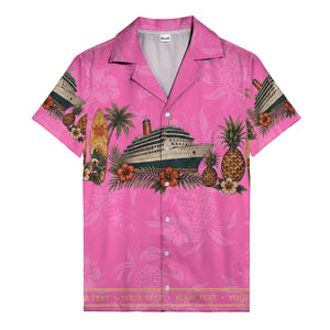 cruise ship surfboard pineapple palm hibiscus hawaiian shirt