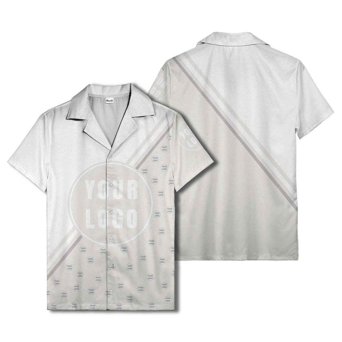 custom logo circles & diagonal stripes minimalist hawaiian shirt for men
