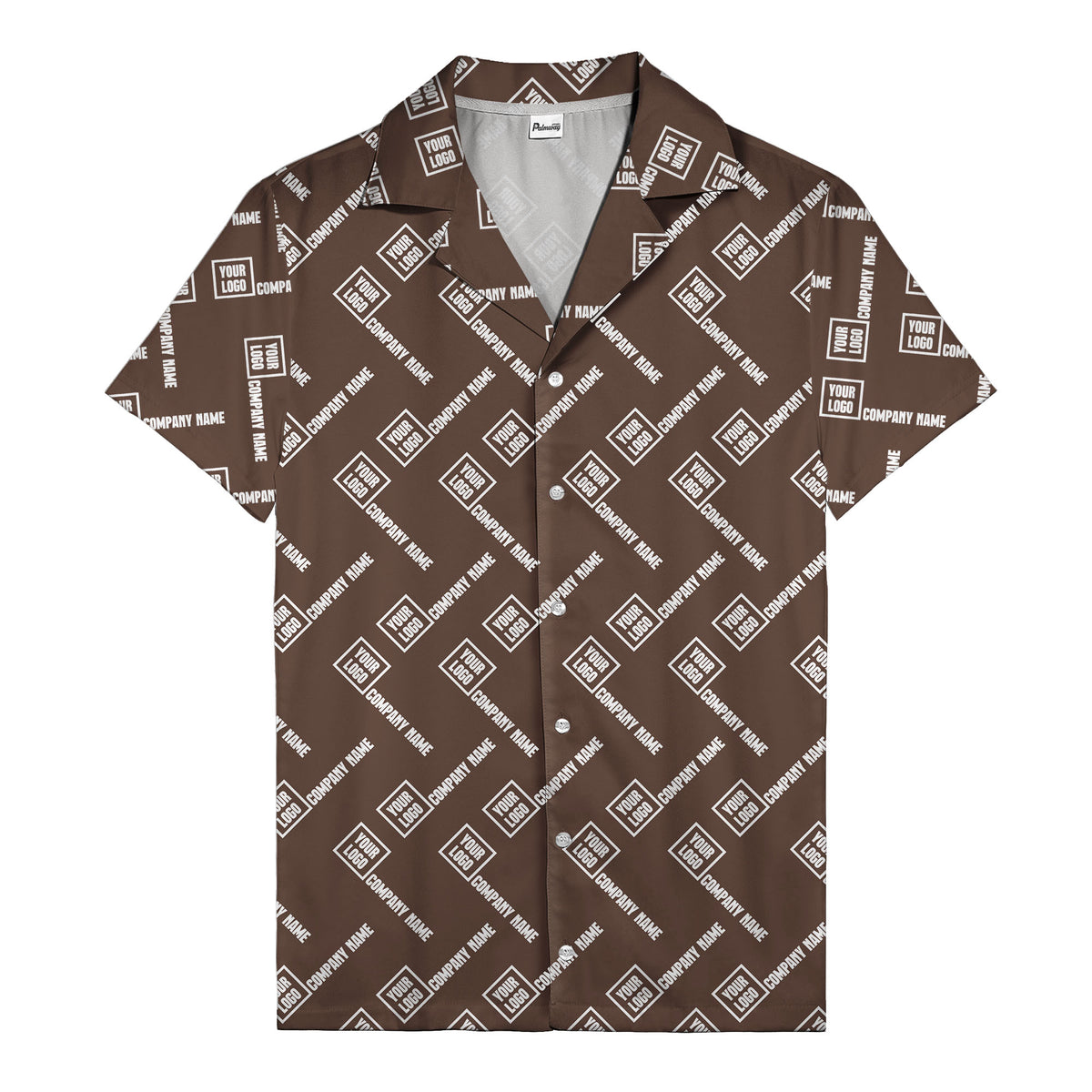custom logo & company name repeat black hawaiian shirt for men