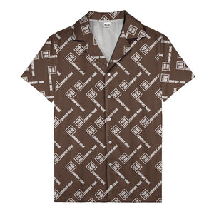 custom logo & company name repeat black hawaiian shirt for men