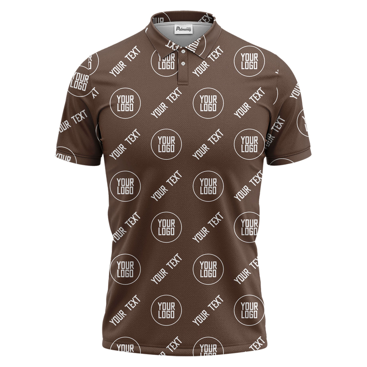 custom logo & text repeat pattern black personalized polo shirt for men