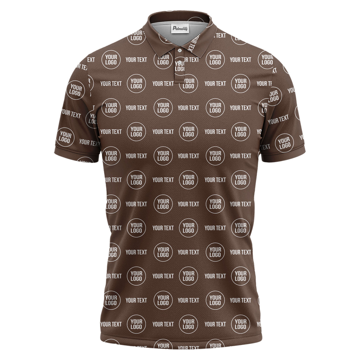custom logo & text repeat pattern black polo shirt for men