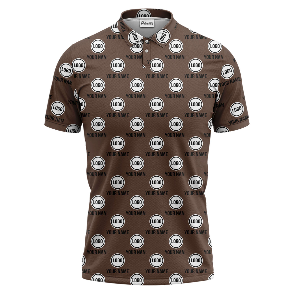 custom name & logo repeat circle pattern black polo shirt