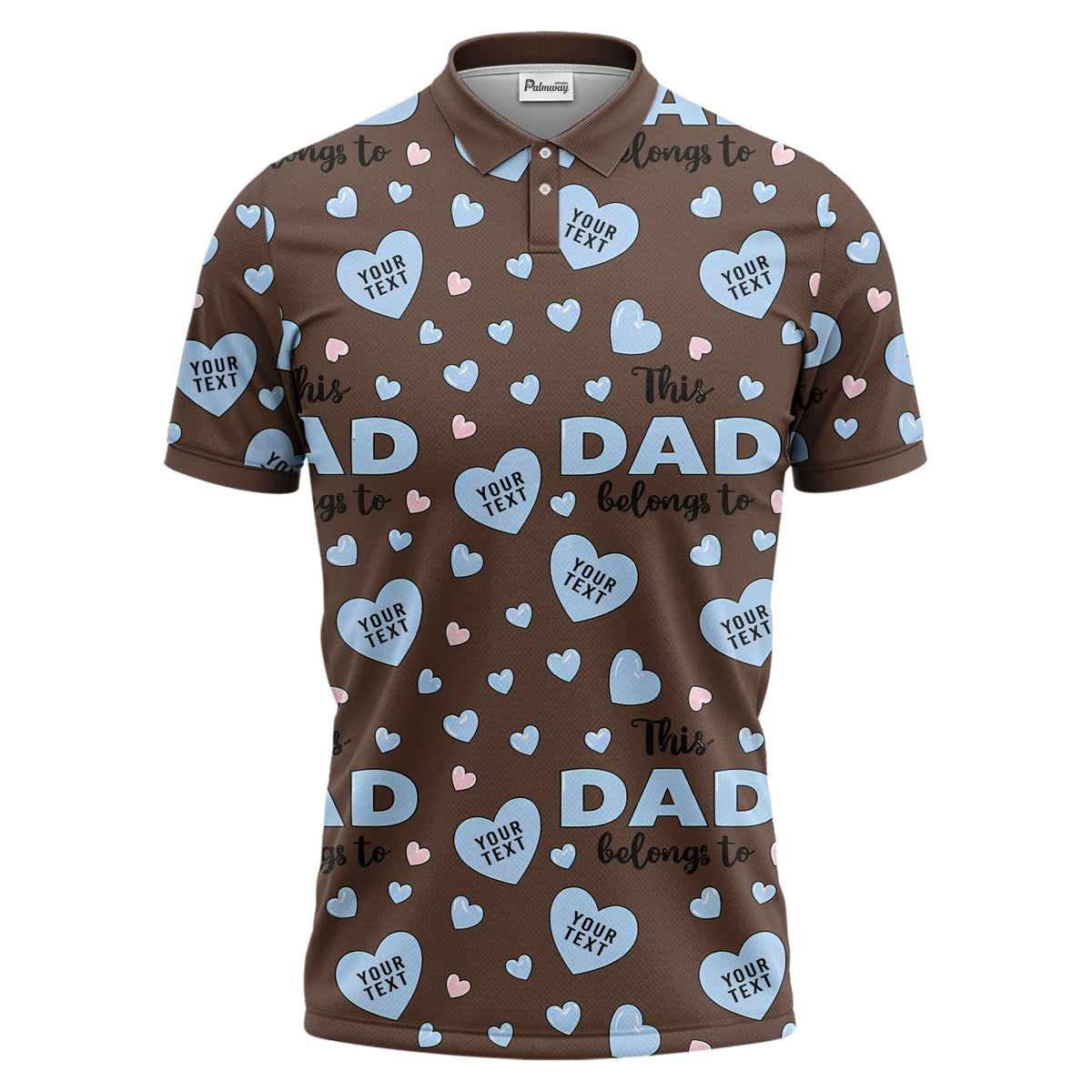 customizable hearts & text father's day all over print polo shirt for men