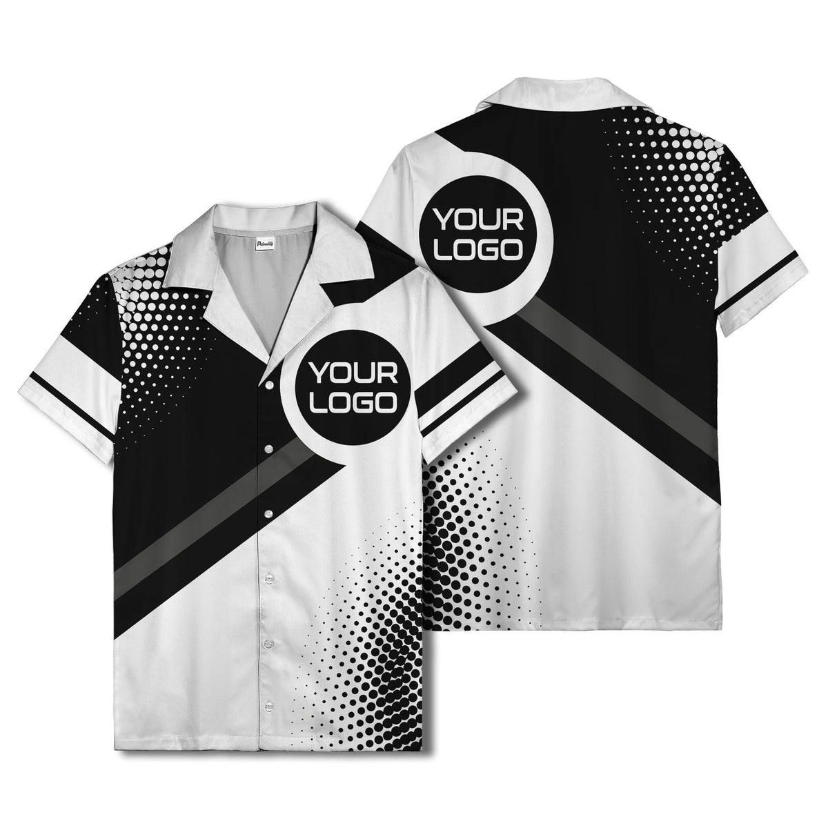 diagonal stripe logo modern hawaiian shirt