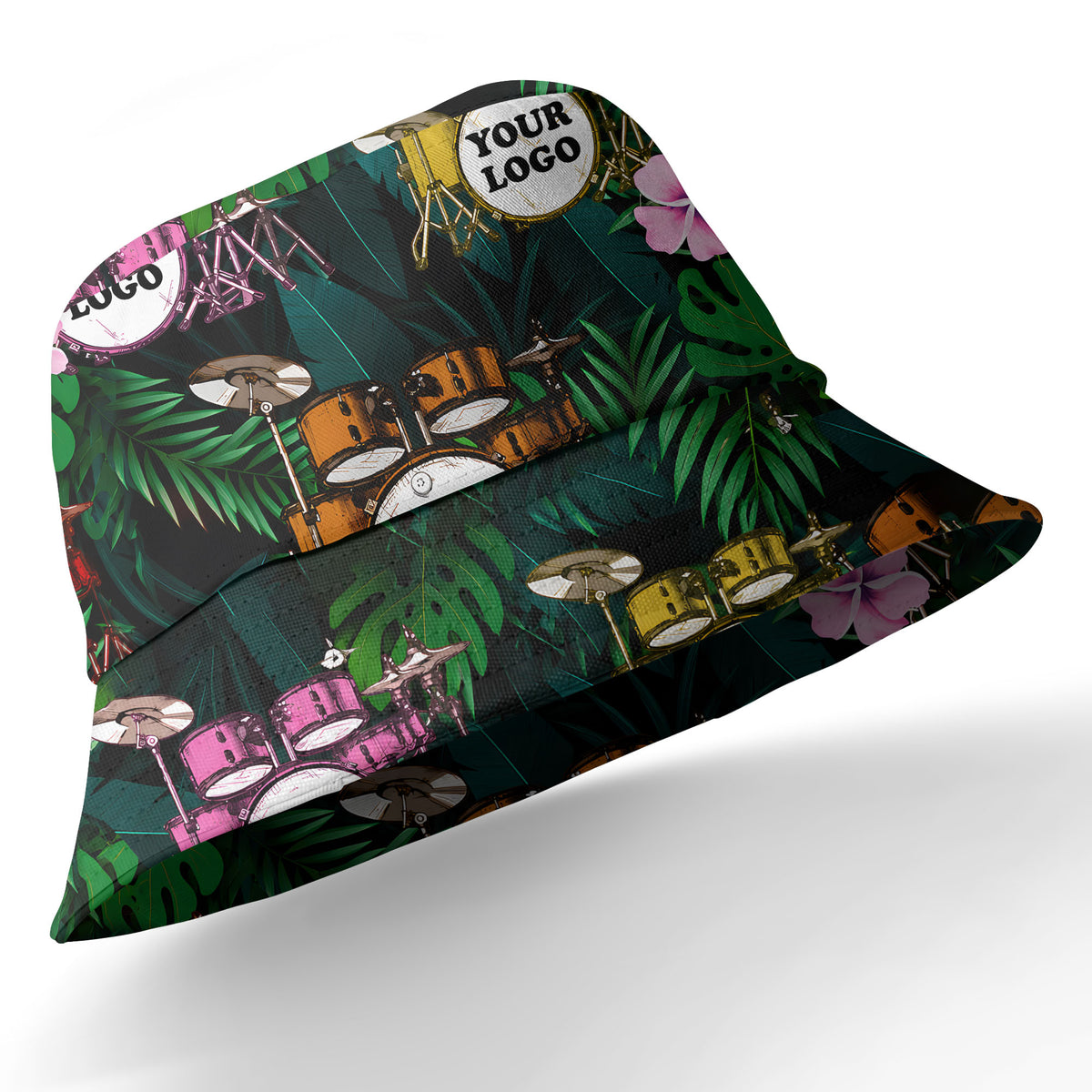 drum kits & tropical flowers aloha hawaiian shirt for musicians