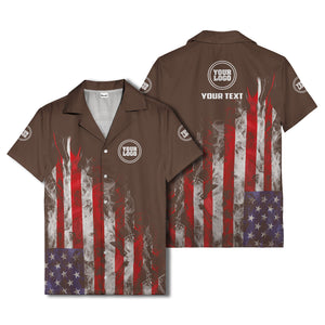 fiery bald eagle & stars stripes hawaiian shirt for men