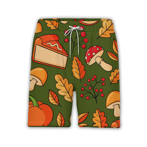 Forest Floor Hawaiian Shirt with Oak Leaves Acorns and Spotted Mushrooms