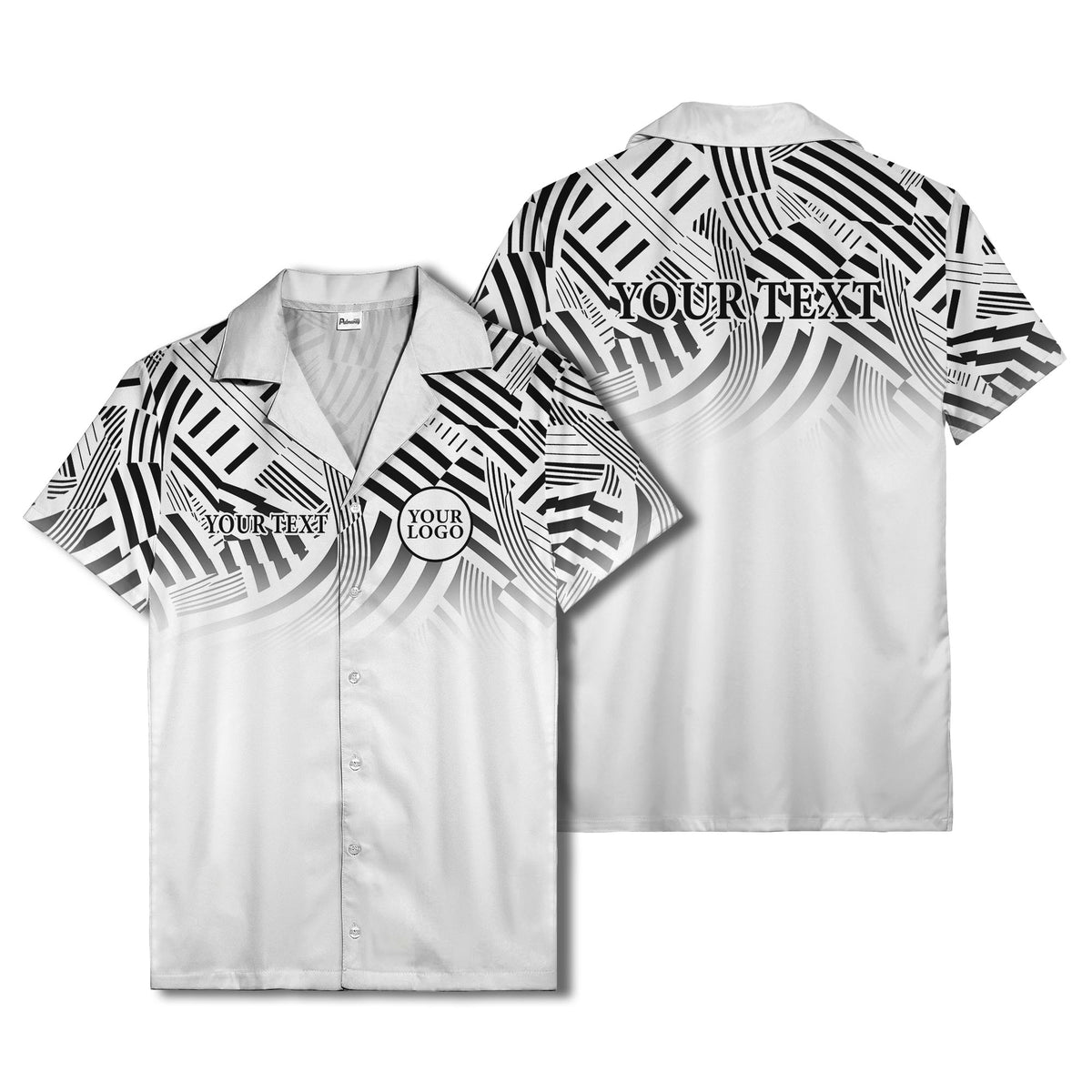 geometric waves & stripes abstract hawaiian shirt for men