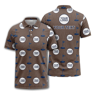 golf flag logo repeat pattern country club golf polo shirt