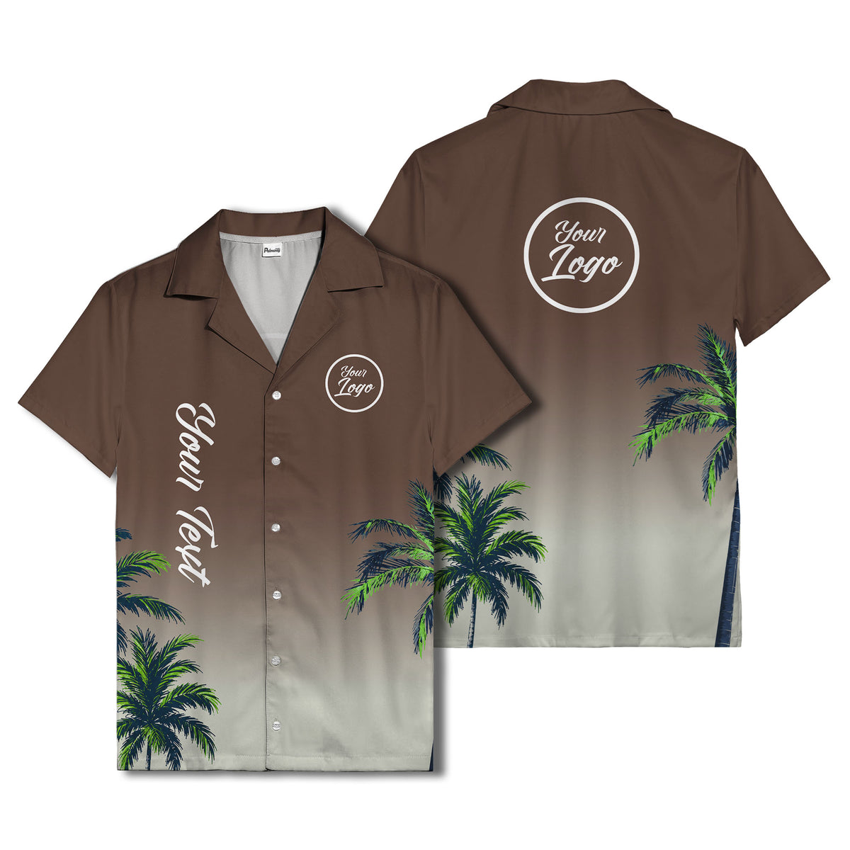gradient palm tree silhouettes custom text hawaiian shirt for men