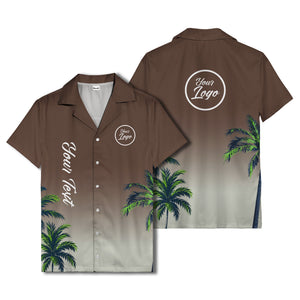 gradient palm tree silhouettes custom text hawaiian shirt for men
