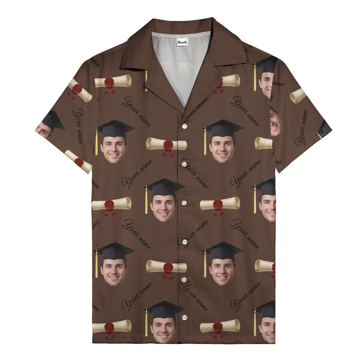 graduation caps diplomas & custom faces hawaiian shirt