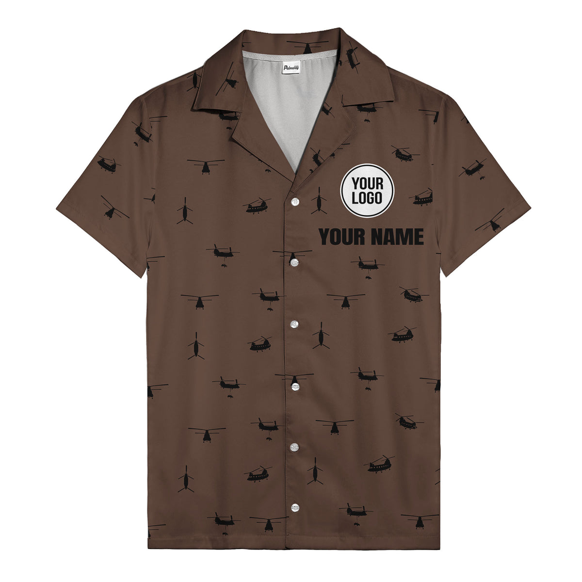helicopter silhouette repeat military graphic hawaiian shirt for men