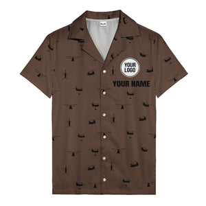 helicopter silhouette repeat military graphic hawaiian shirt for men