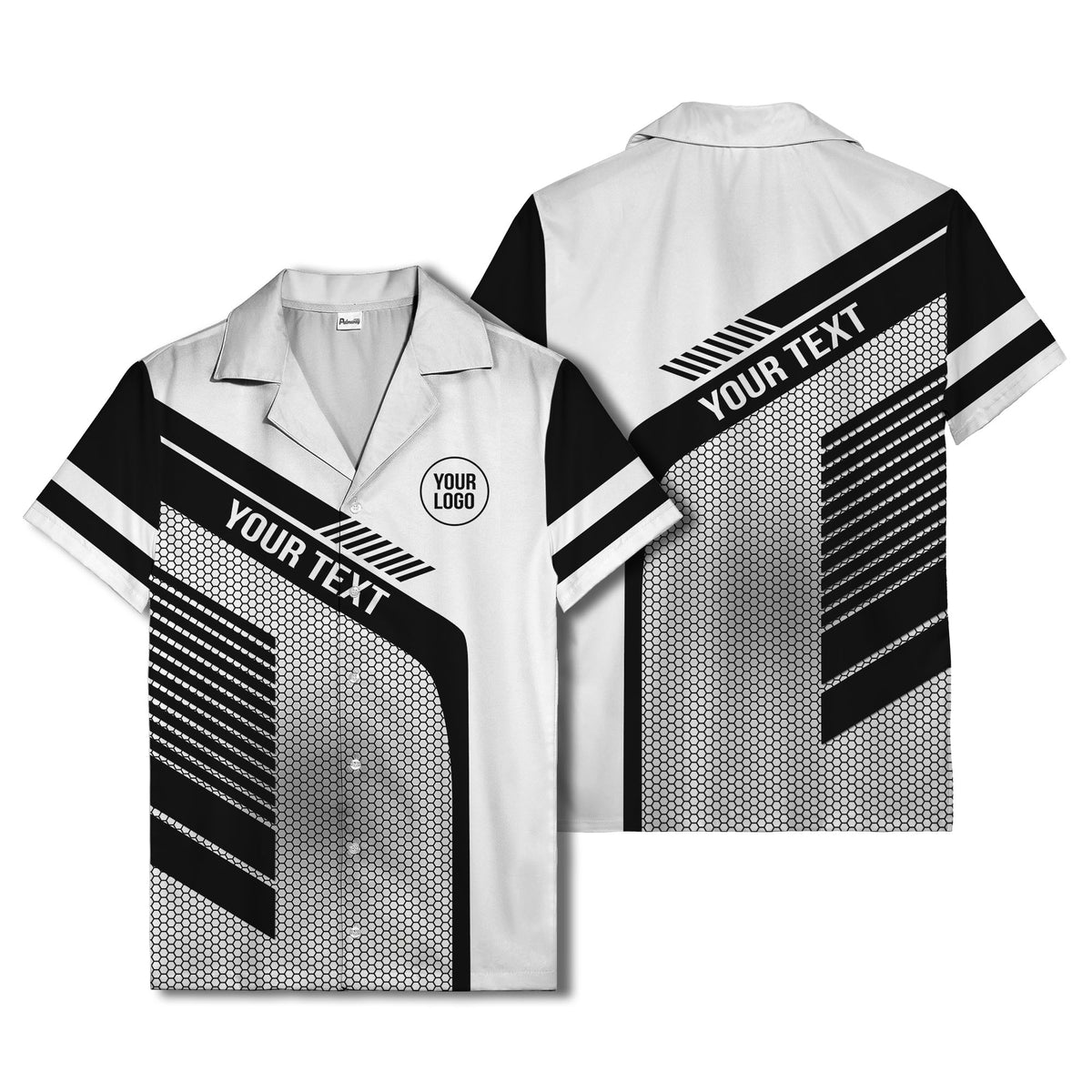 hexagon grid diagonal stripes modern geometric hawaiian shirt for men