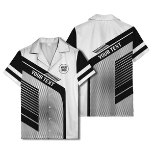 hexagon grid diagonal stripes modern geometric hawaiian shirt for men