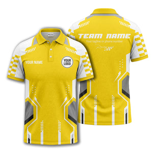 hexagonal checkerboard dots & lines modern geometric polo shirt
