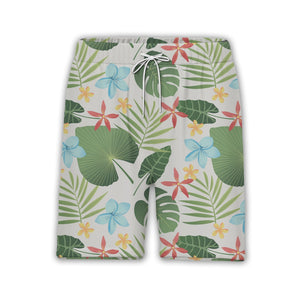 Light Beige Speckled Monstera Hawaiian Shirt with Alocasia and Star Flowers