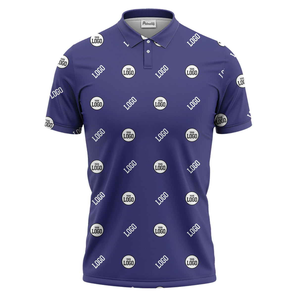 minimalist custom logo pattern polo shirt — clean repeating corporate design