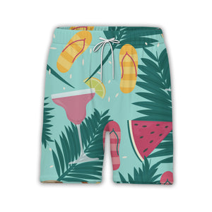 Mint Green Watercolor Coconut Face Hawaiian Shirt with Plumeria Flowers