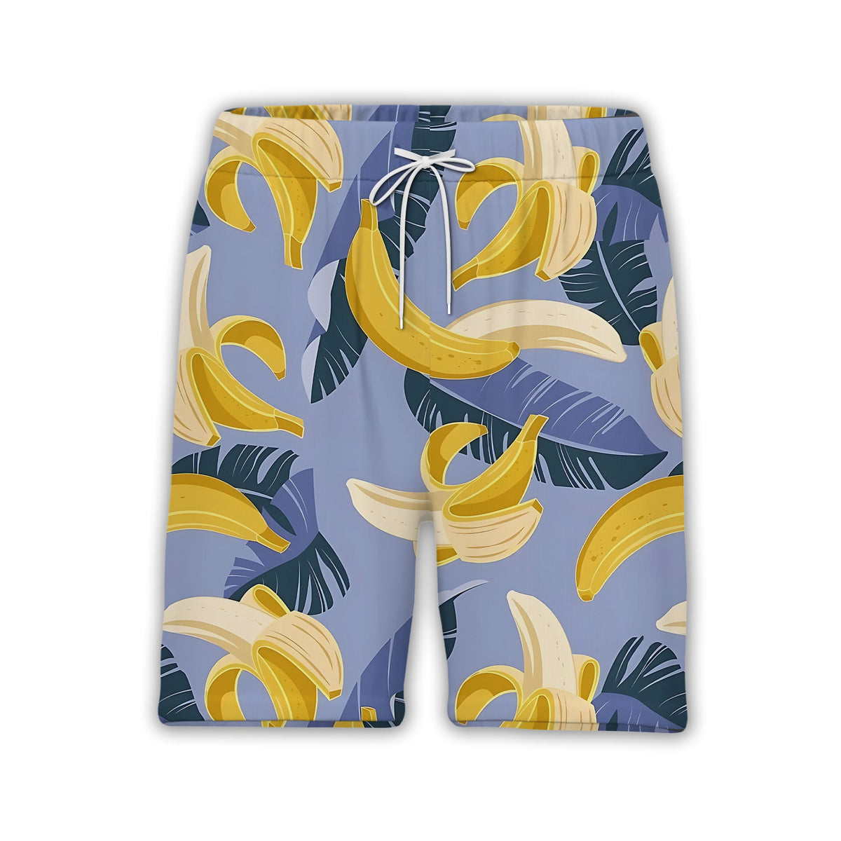 Modern Banana Hawaiian Shirt with Teal Leaves on Soft Lavender