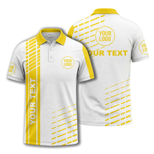 modern vertical stripe & dashed line graphic custom text logo polo shirt