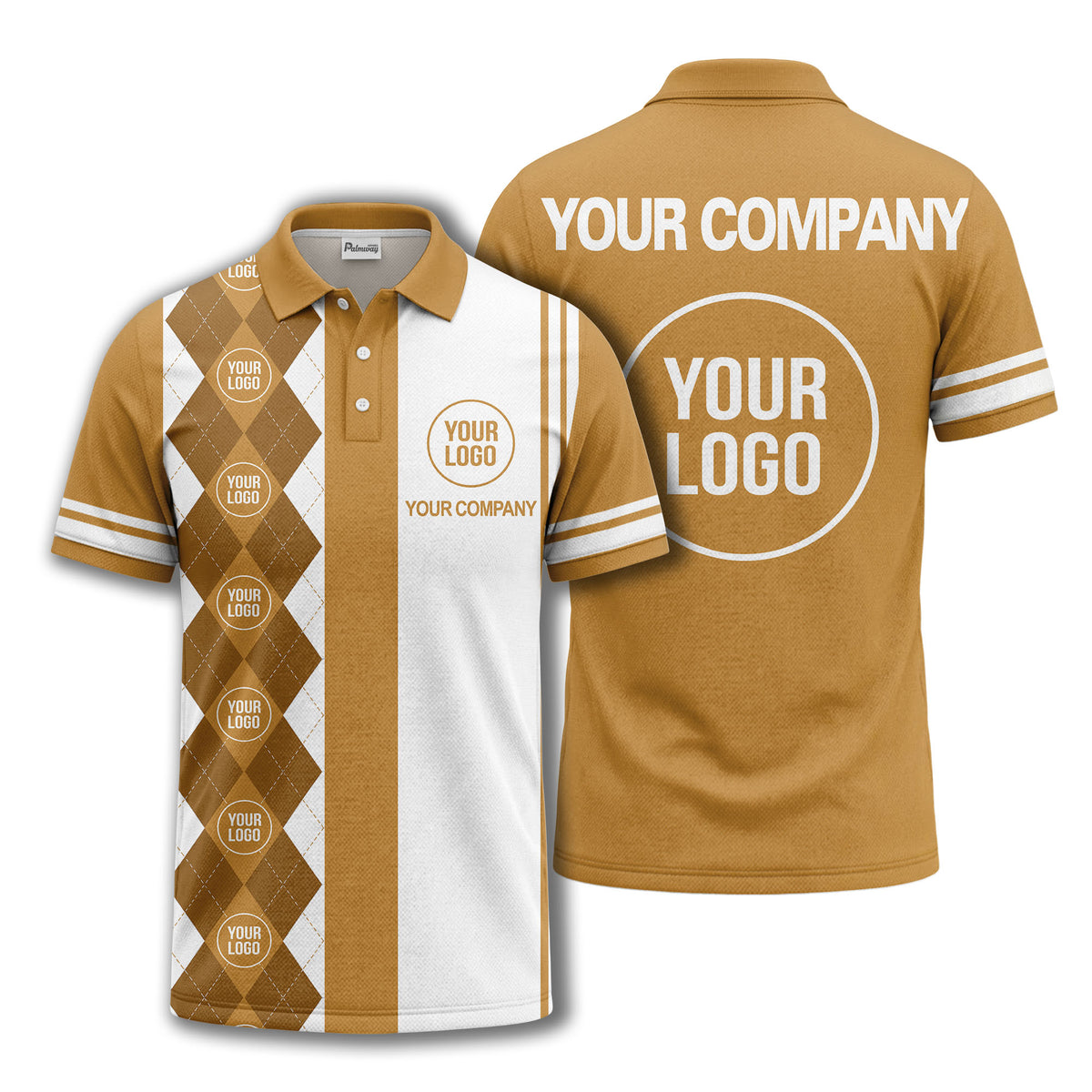 monochrome argyle diamond & custom logo polo shirt