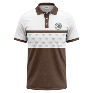 monochrome custom logo repeat stripe polo shirt for men