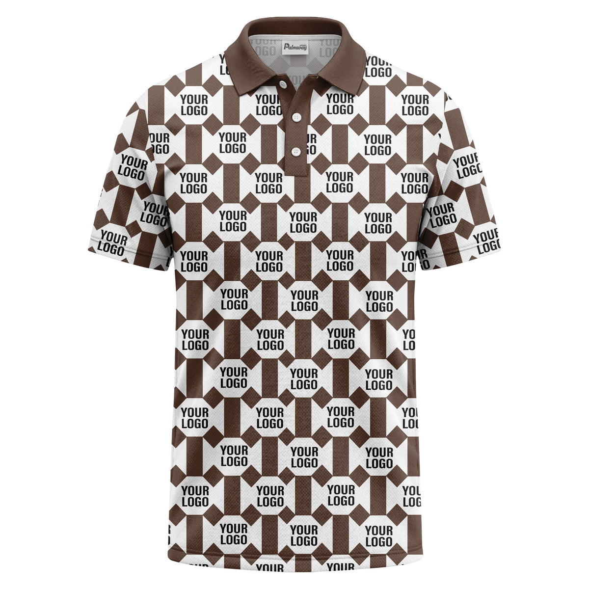 monochrome hexagon repeat custom logo geometric polo shirt for men