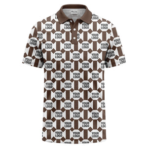 monochrome hexagon repeat custom logo geometric polo shirt for men