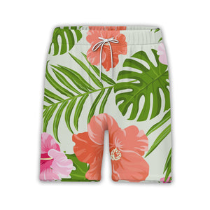 Pale Mint Green Hibiscus Monstera Hawaiian Shirt with Fern and Palm Fronds