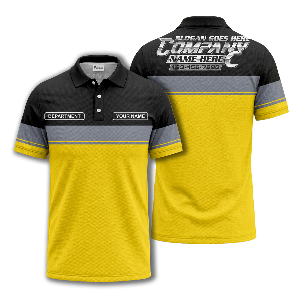 personalized department name gray stripe polo shirt for teams