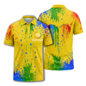 rainbow paint splatter custom logo personalized polo shirt