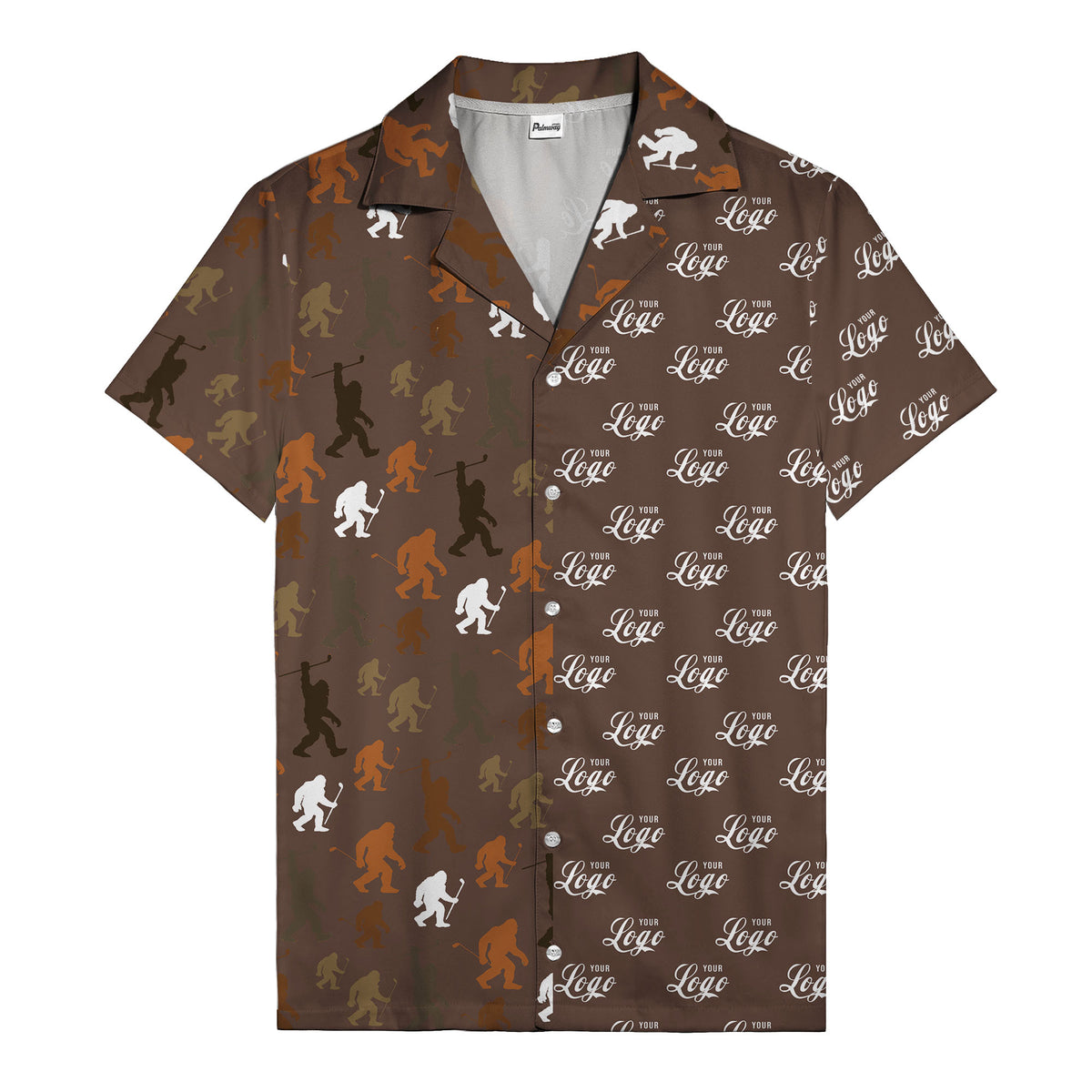 sasquatch golfers swinging clubs cartoon black hawaiian shirt for men