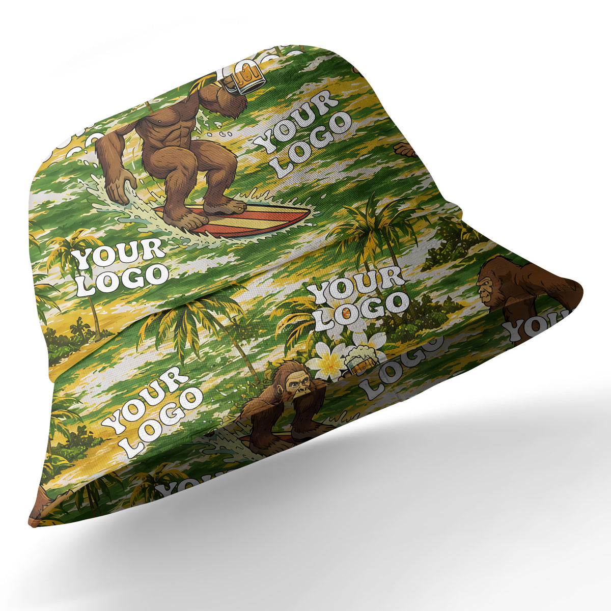 sasquatch surfing beer party aloha hawaiian shirt