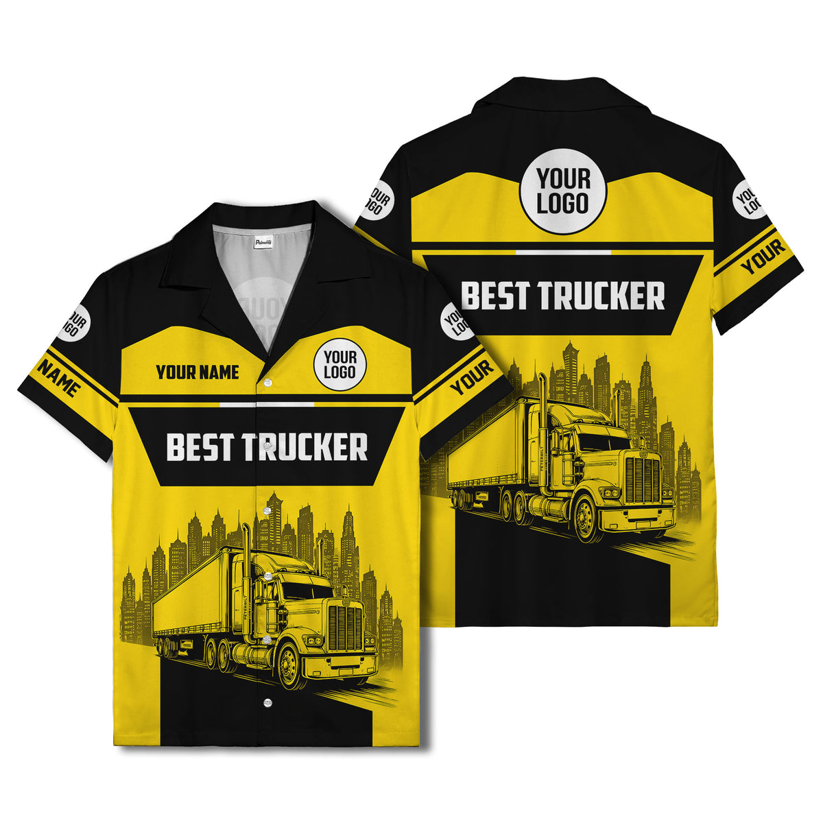 semi-truck cityscape hawaiian shirt for road-warrior professionals