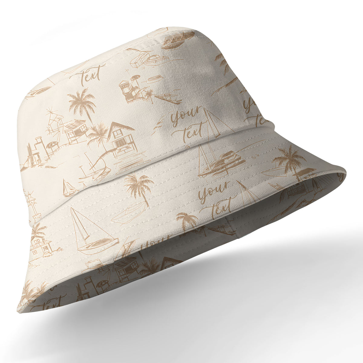 sketch illustrated palm trees & sailboats beach houses hawaiian shirt