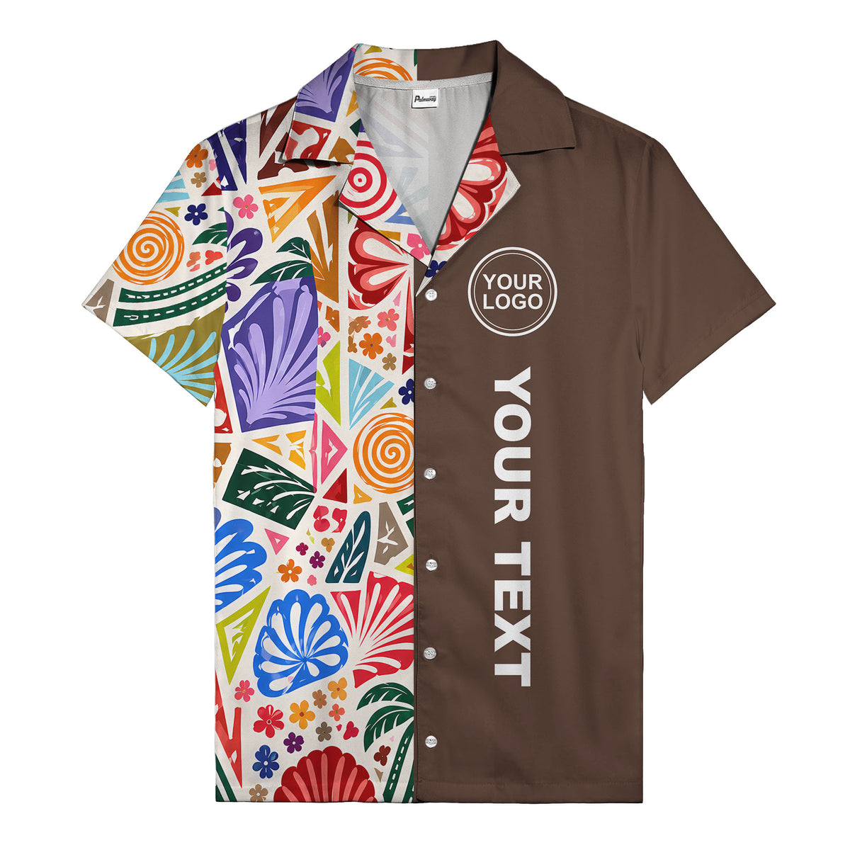 spiral motifs palm leaves hibiscus geometric hawaiian shirt for men