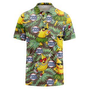 sunglass bananas luau palm leaves polo shirt for men