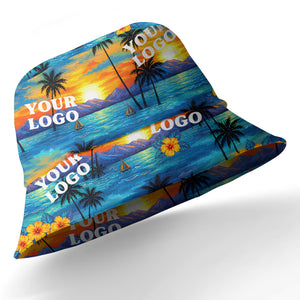 sunset palm trees hibiscus sailboats watercolor hawaiian shirt for men