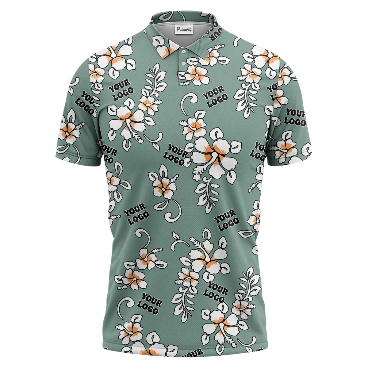 tropical floral hawaiian orange flowers leaves polo shirt for beach getaways
