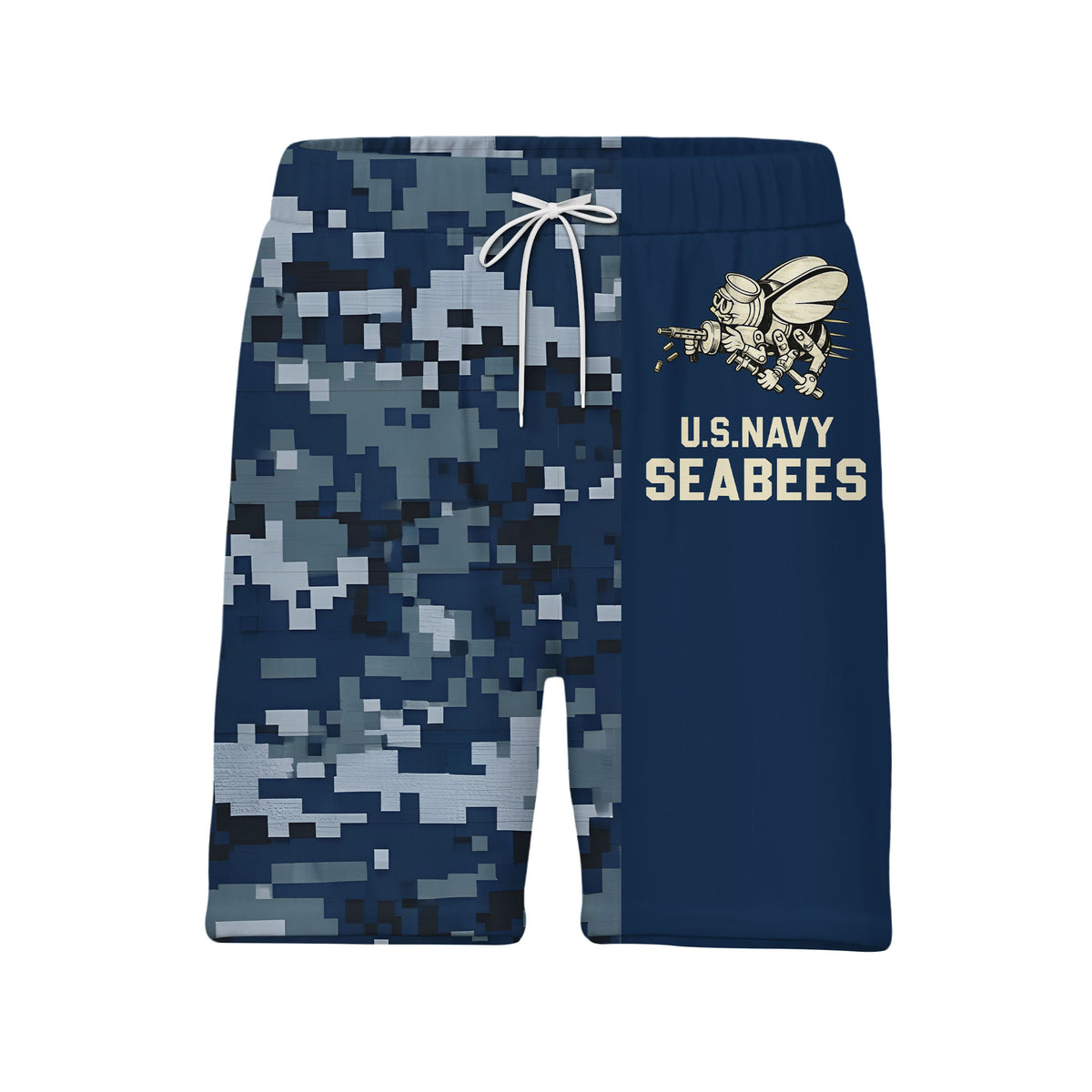 US Navy Seabees Digital Camo Hawaiian Shirt - Patriotic Military Veteran Aloha